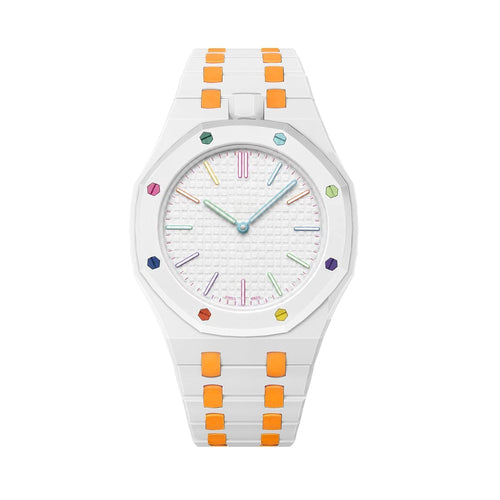 [Sophire]OAK POP EXCLUSIVE WHITE AND ORANGE BIOCERAMIC STRAP