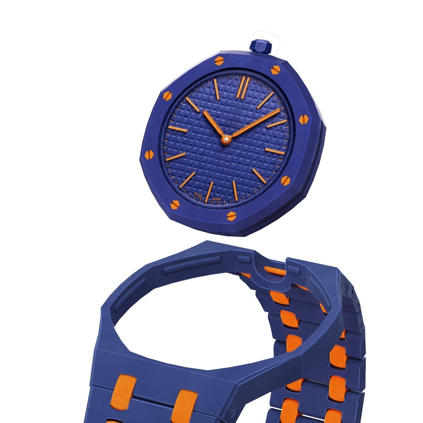 [Sophire]OAK POP EXCLUSIVE DARK BLUE AND ORANGE BIOCERAMIC STRAP