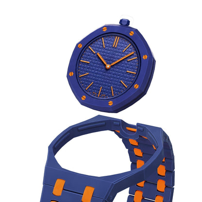 [Sophire]OAK POP EXCLUSIVE DARK BLUE AND ORANGE BIOCERAMIC STRAP