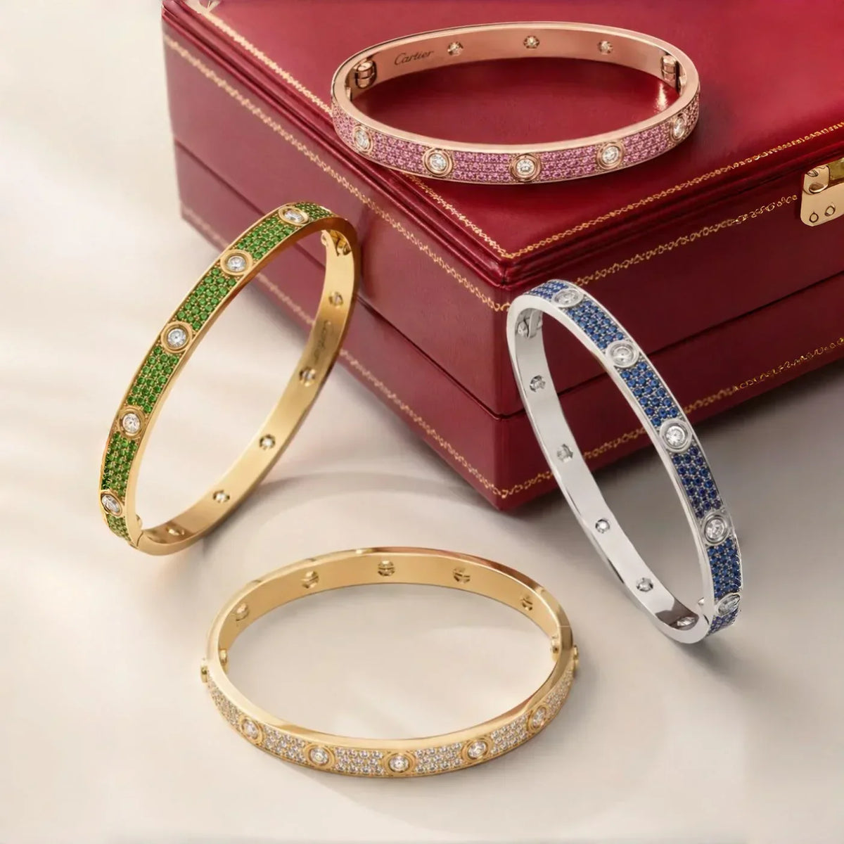[Sophire Jewelry]CLASSIC 6.1MM LOVE BRACELET 10-DIAMOND FULL PAVÉ