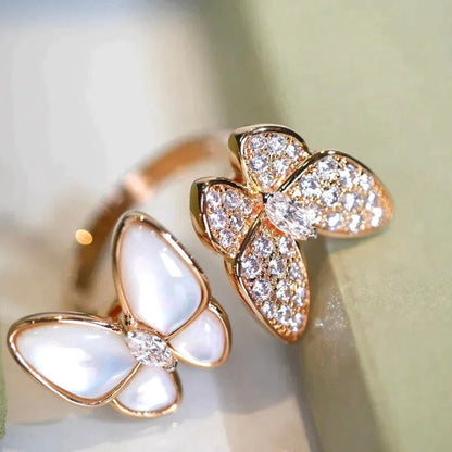 [Sophire Jewelry ]TWIN BUTTERFLY DIAMOND MOP RING