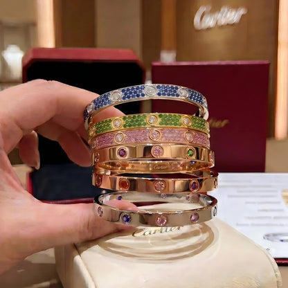 [Sophire Jewelry]CLASSIC 6.1MM LOVE BRACELET 10-DIAMOND FULL PAVÉ