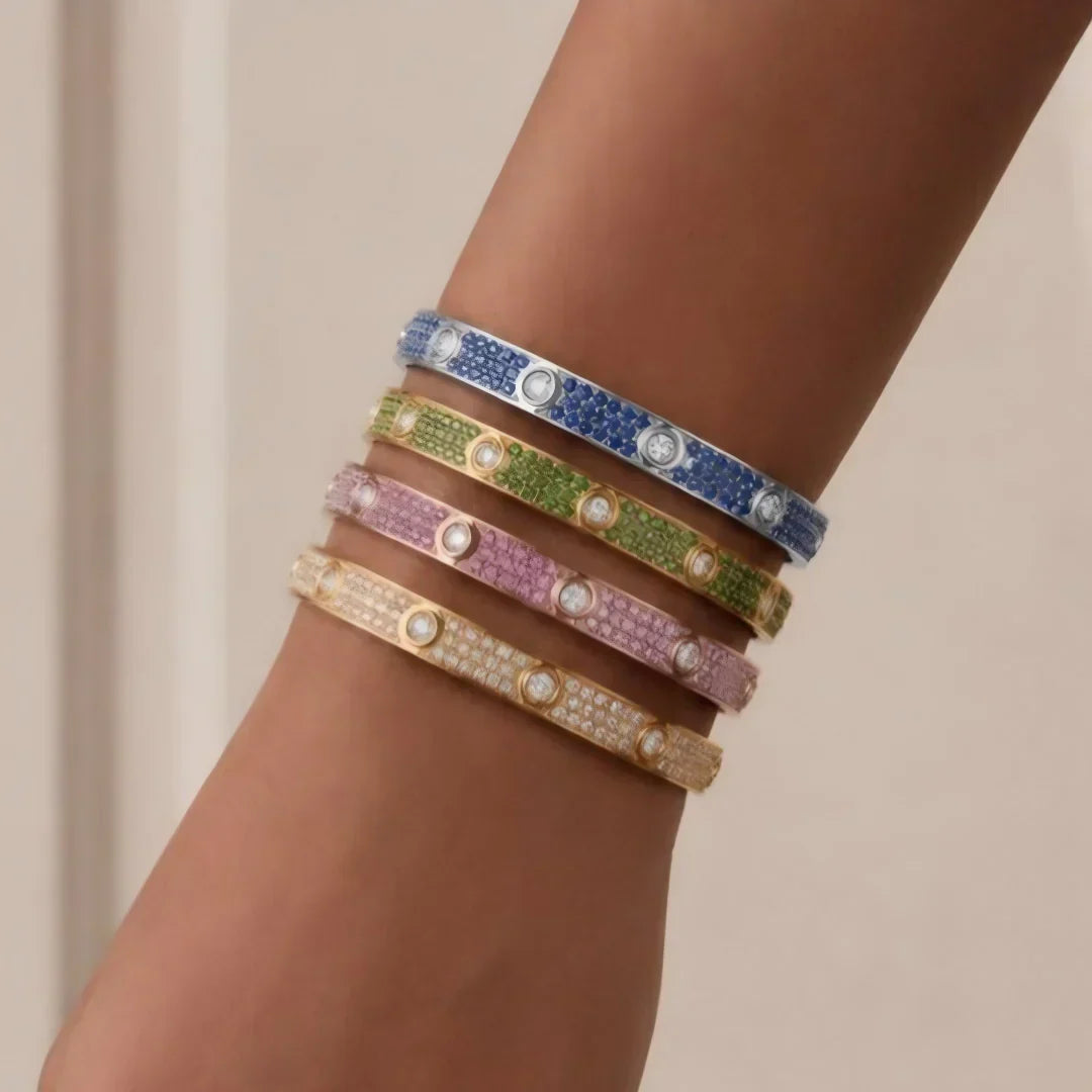 [Sophire Jewelry]CLASSIC 6.1MM LOVE BRACELET 10-DIAMOND FULL PAVÉ