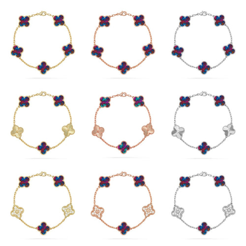 [Sophire Jewelry ]CLOVER 5 MOTIF COLOR GEMSTONES BRACELET COLLECTION