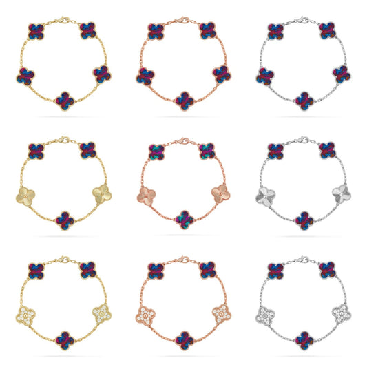[Sophire Jewelry ]CLOVER 5 MOTIF COLOR GEMSTONES BRACELET COLLECTION