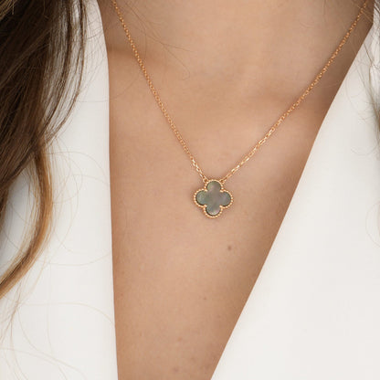 [Sophire Jewelry ]CLOVER 15MM  GRAY MOTHER OF PEARL NECKLACE