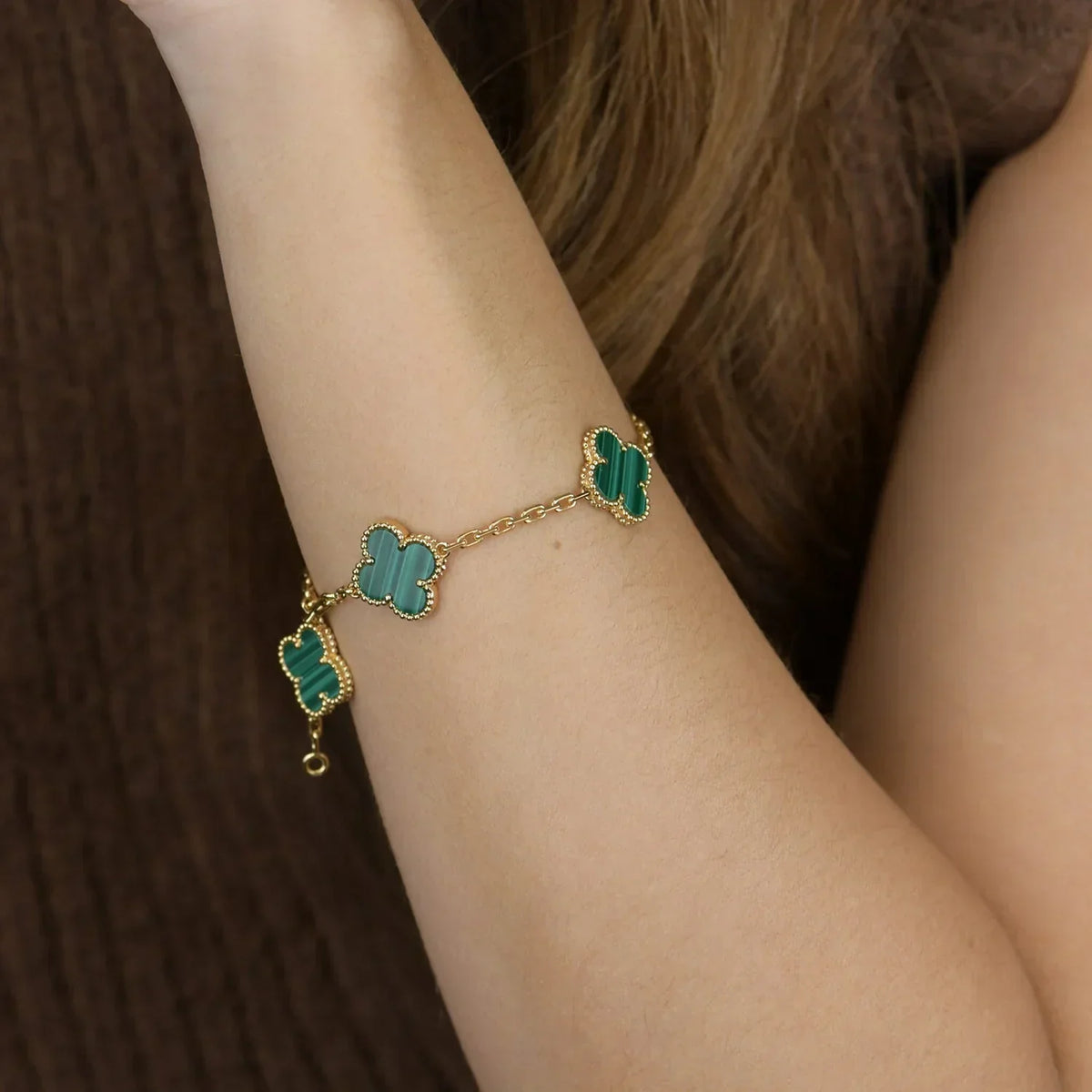 [Sophire Jewelry ] CLOVER 5 MOTIF MALACHITE BRACELET COLLECTION