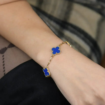 [Sophire Jewelry ] CLOVER 5 MOTIF BLUE AGATE BRACELET COLLECTION