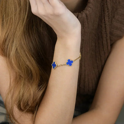 [Sophire Jewelry ] CLOVER 5 MOTIF BLUE AGATE BRACELET COLLECTION