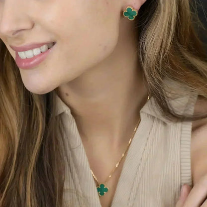 [Sophire Jewelry ]CLOVER MINI 9.5MM MALACHITE  EARRINGS