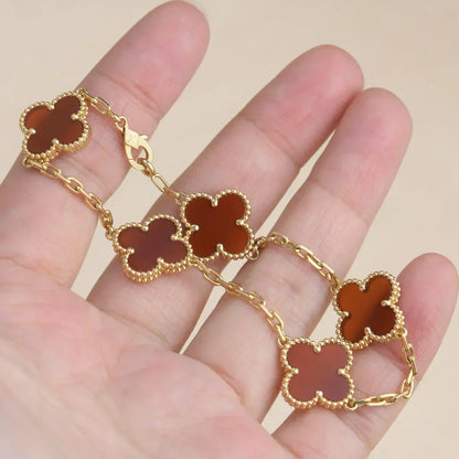 [Sophire Jewelry ] CLOVER 5 MOTIF RED CORNELIAN BRACELET COLLECTION