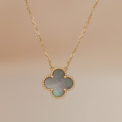 [Sophire Jewelry ]CLOVER 15MM  GRAY MOTHER OF PEARL NECKLACE