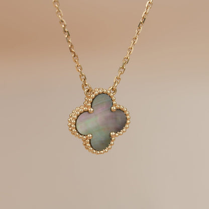 [Sophire Jewelry ]CLOVER 15MM  GRAY MOTHER OF PEARL NECKLACE