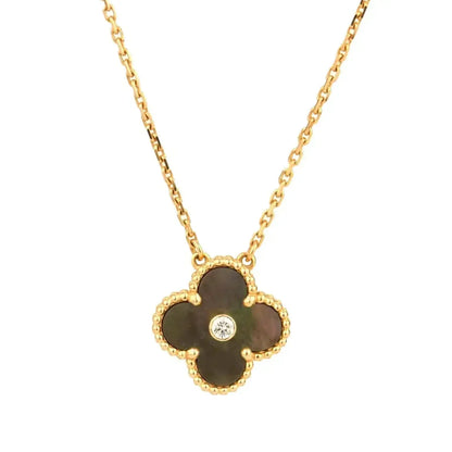 [Sophire Jewelry ]CLOVER 15MM DIAMOND AND MOTHER-OF-GREY NECKLACE