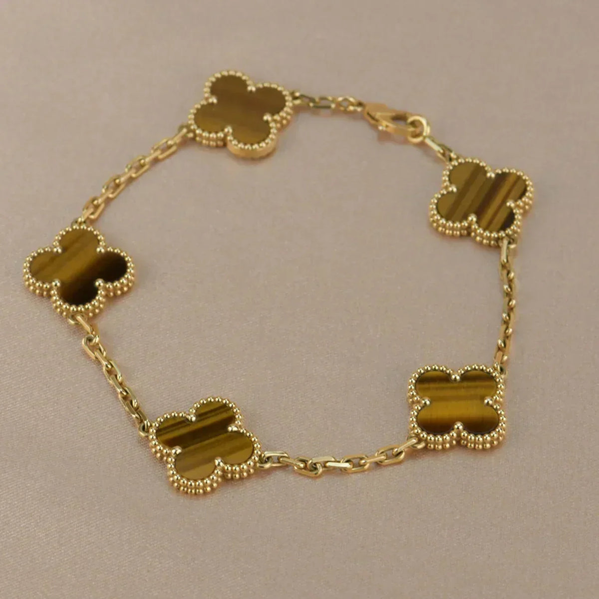 [Sophire Jewelry ] CLOVER 5 MOTIFS TIGER EYE BRACELET COLLECTION