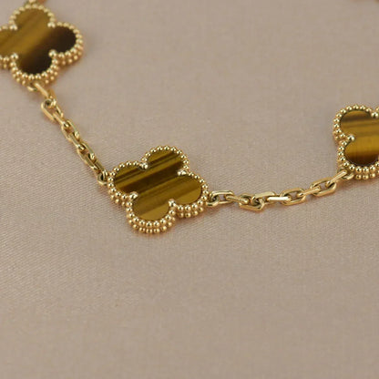 [Sophire Jewelry ] CLOVER 5 MOTIFS TIGER EYE BRACELET COLLECTION