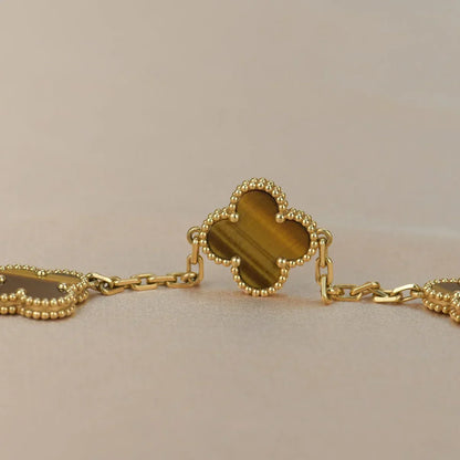 [Sophire Jewelry ] CLOVER 5 MOTIFS TIGER EYE BRACELET COLLECTION