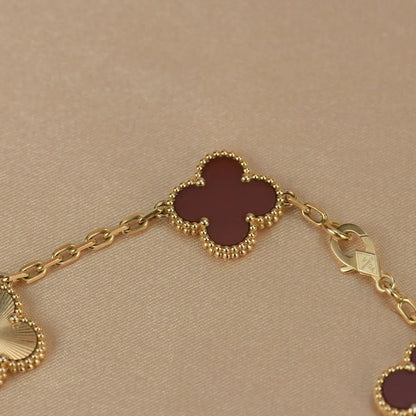 [Sophire Jewelry ] CLOVER 5 MOTIF RED CORNELIAN BRACELET COLLECTION