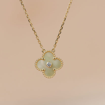 [Sophire Jewelry ]CLOVER 15MM DIAMOND GOLD MOTHER OF PEARL NECKLACE