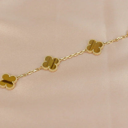 [Sophire Jewelry ] CLOVER 5 MOTIFS TIGER EYE BRACELET COLLECTION