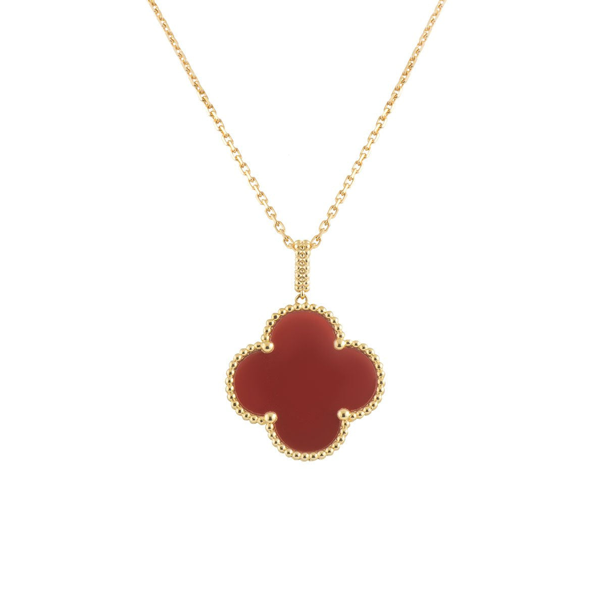 [Sophire Jewelry ]CLOVER 25MM NECKLACE GOLD CARNELIAN