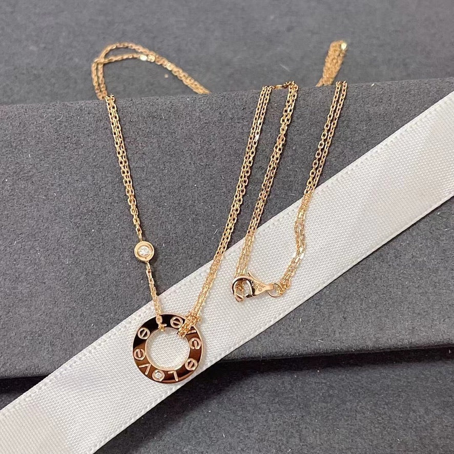 [Sophire Jewelry ]LOVE NECKLACE 16MM 2 DIAMONDS