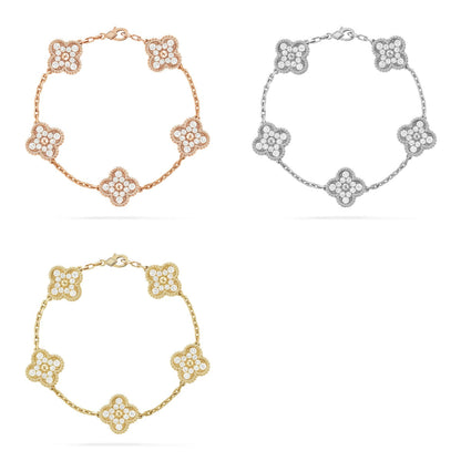 [Sophire Jewelry ] CLOVER 5 MOTIF FULL DIAMOND BRACELET COLLECTION