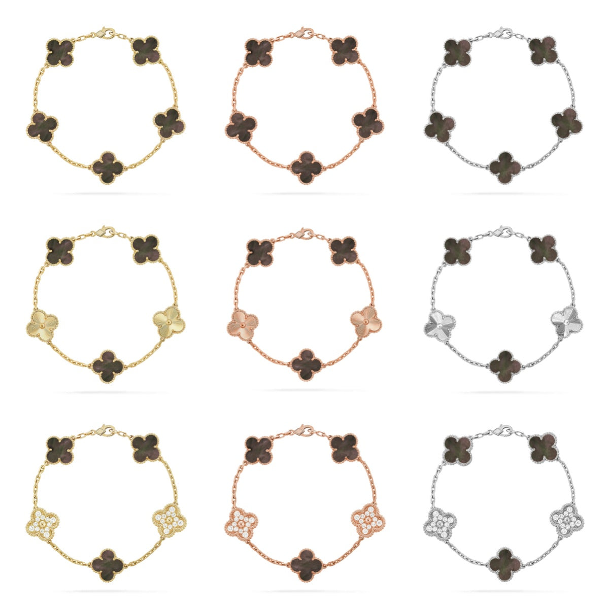 [Sophire Jewelry ] CLOVER 5 MOTIF GRAY MOP BRACELET COLLECTION