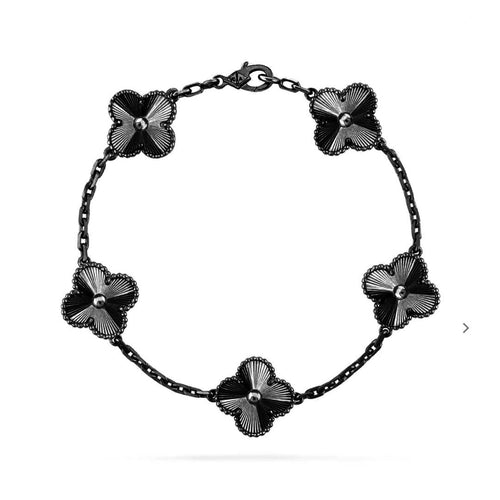 [Sophire Jewelry ]CLOVER 5 MOTIF BLACK BRACELET