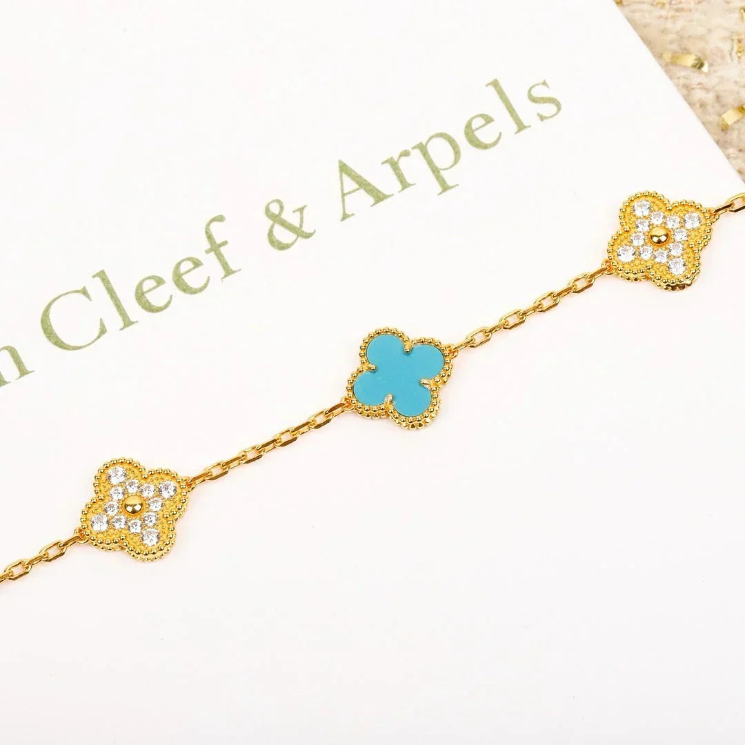 [Sophire Jewelry ] CLOVER 5 MOTIF TURQUOISE BRACELET COLLECTION
