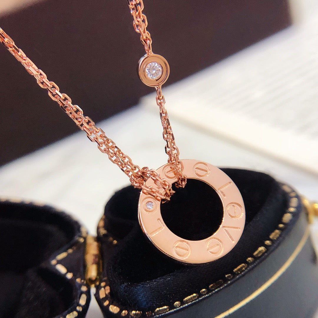 [Sophire Jewelry ]LOVE NECKLACE 16MM 2 DIAMONDS