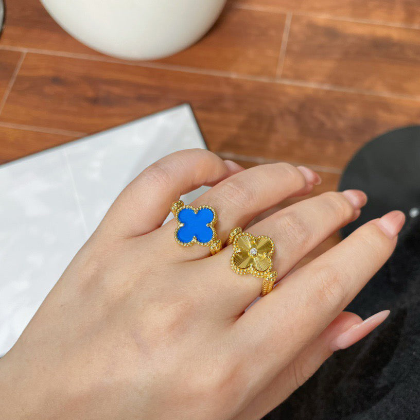 [Sophire Jewelry ]CLOVER RIVERSIBLE BLUE AGATE RING