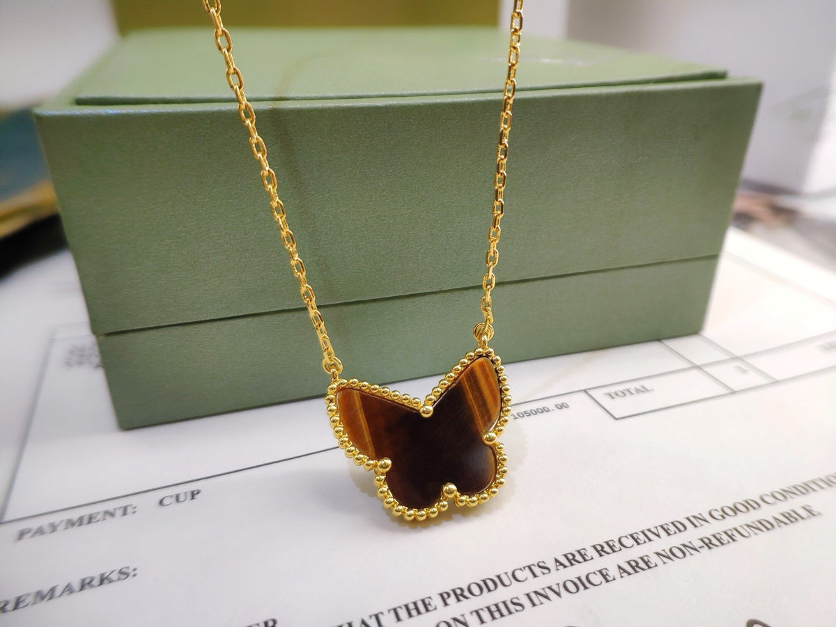 [Sophire Jewelry ] TIGER__ EYE BUTTERFLY NECKLACE
