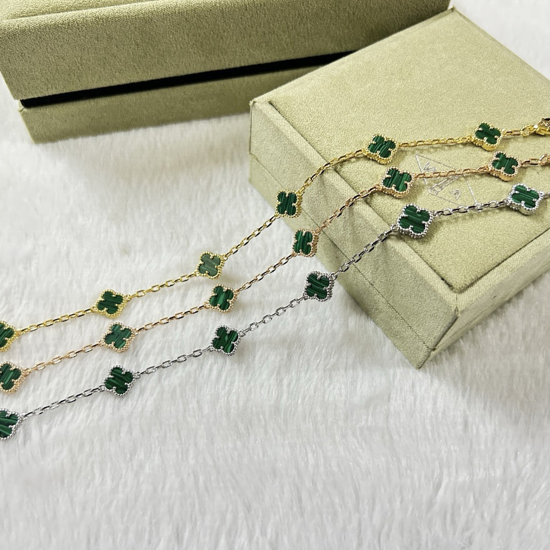 [Sophire Jewelry ]CLOVER 6 MOTIF MALACHITE BRACELET