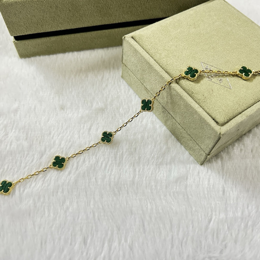 [Sophire Jewelry ]CLOVER 6 MOTIF MALACHITE BRACELET
