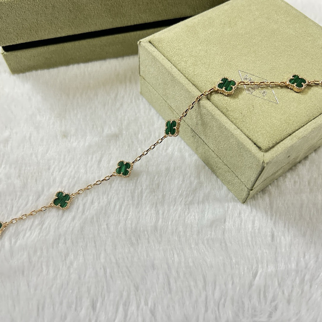 [Sophire Jewelry ]CLOVER 6 MOTIF MALACHITE BRACELET