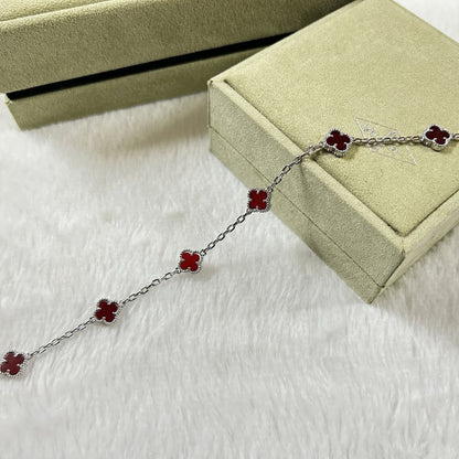 [Sophire Jewelry ]CLOVER 6 MOTIF RED AGATE BRACELET