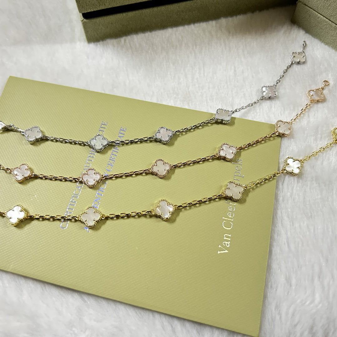 [Sophire Jewelry ]CLOVER 6 MOTIF WHITE MOP BRACELET