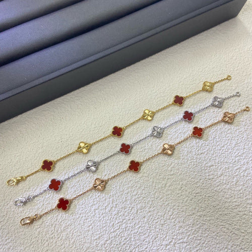 [Sophire Jewelry ]CLOVER 6 MOTIF RED AGATE LASER BRACELET