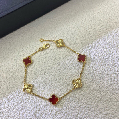 [Sophire Jewelry ]CLOVER 6 MOTIF RED AGATE LASER BRACELET