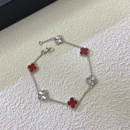[Sophire Jewelry ]CLOVER 6 MOTIF RED AGATE LASER BRACELET
