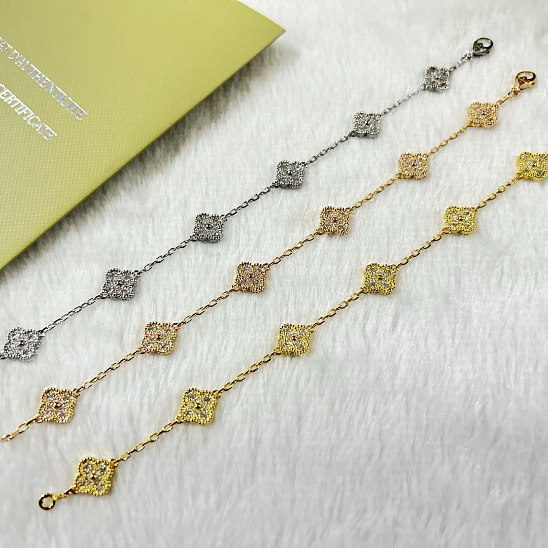 [Sophire Jewelry ]CLOVER 6 MOTIF DIAMOND BRACELET