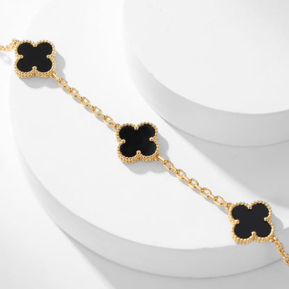[Sophire Jewelry ]CLOVER 10 MOTIFS ONYX NECKLACE