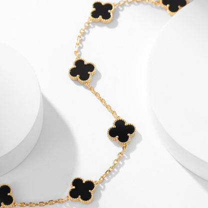 [Sophire Jewelry ]CLOVER 10 MOTIFS ONYX NECKLACE
