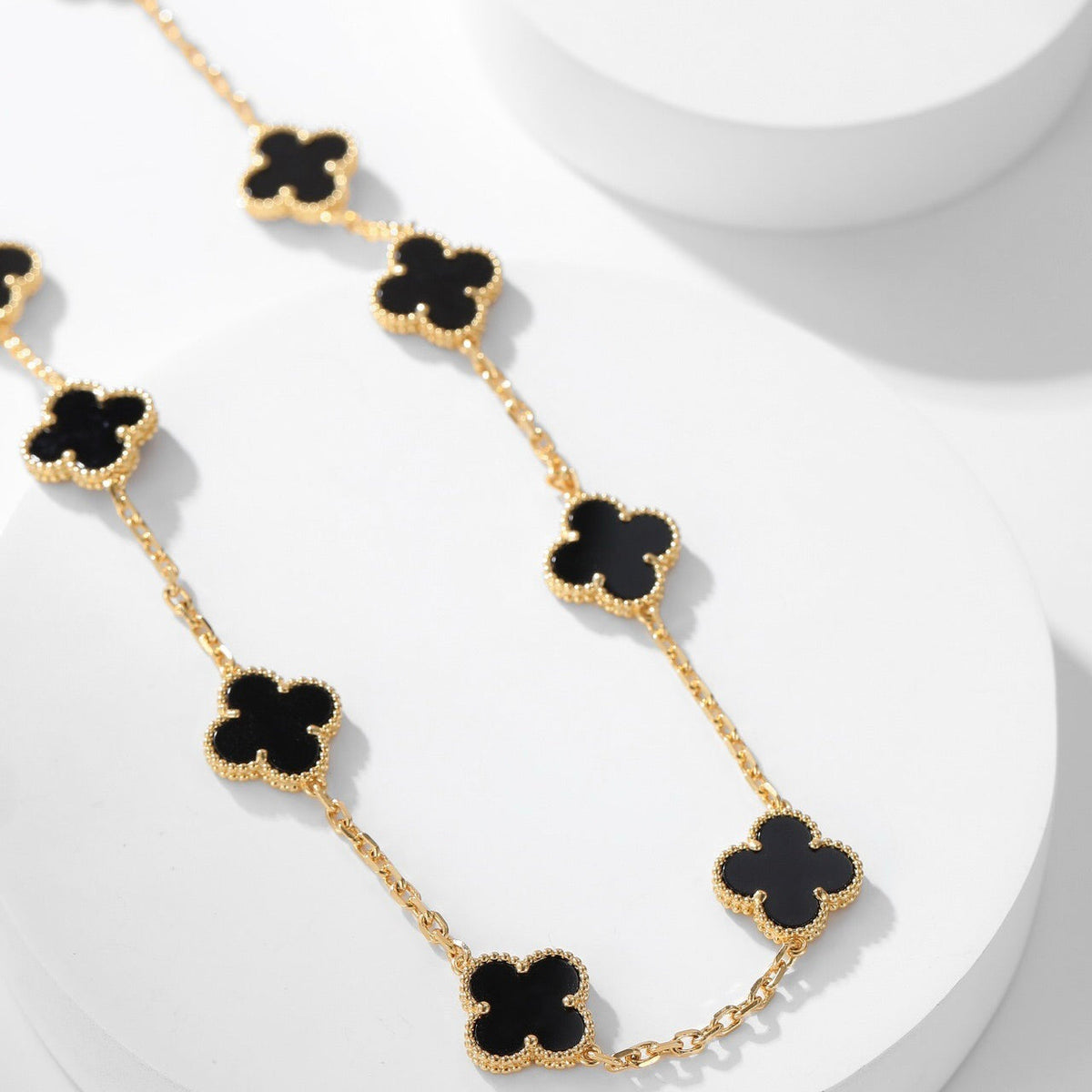 [Sophire Jewelry ]CLOVER 10 MOTIFS ONYX NECKLACE