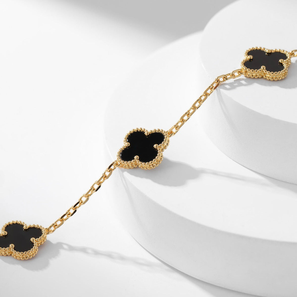 [Sophire Jewelry ]CLOVER 10 MOTIFS ONYX NECKLACE