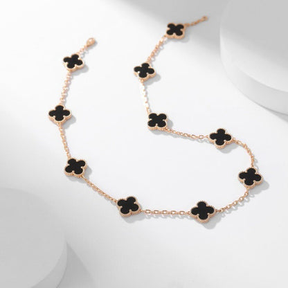 [Sophire Jewelry ]CLOVER 10 MOTIFS ONYX NECKLACE