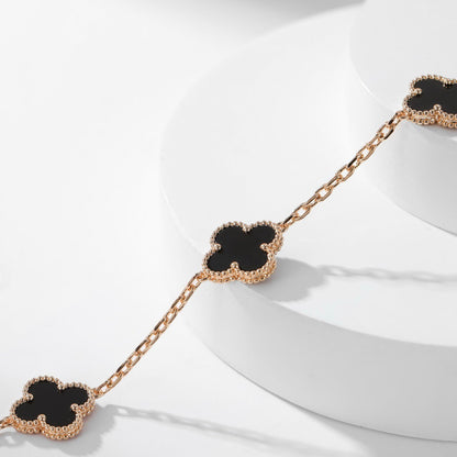 [Sophire Jewelry ]CLOVER 10 MOTIFS ONYX NECKLACE