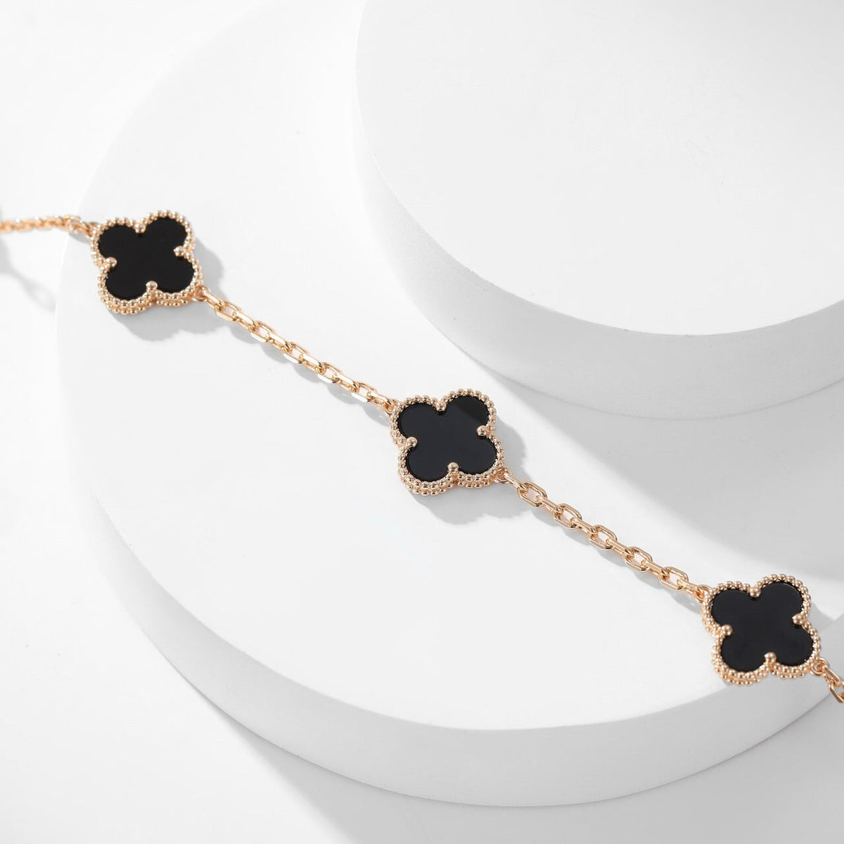 [Sophire Jewelry ]CLOVER 10 MOTIFS ONYX NECKLACE