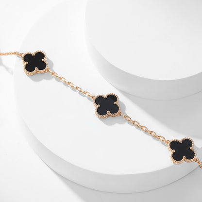 [Sophire Jewelry ]CLOVER 10 MOTIFS ONYX NECKLACE